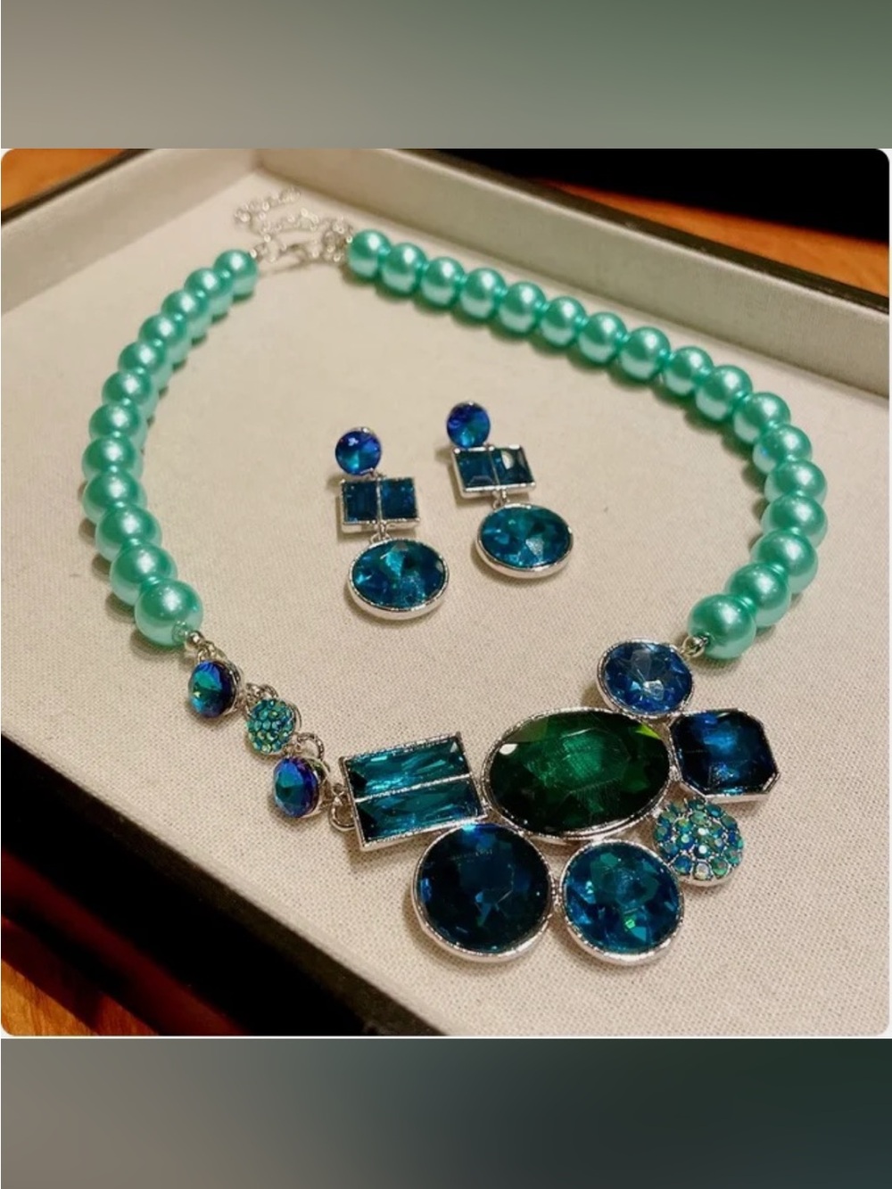 Gold Multi-Color Crystal Statement Necklace